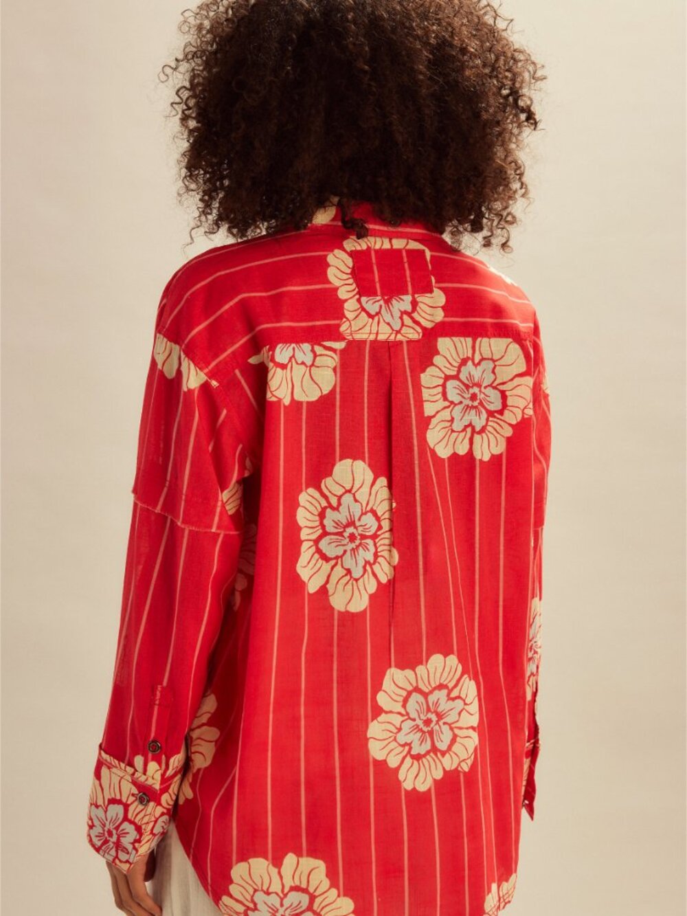 Free People Red Floral Button-Down Shirt - Picture 2 of 8